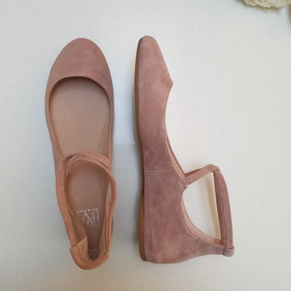 NWT Suede Dusty Pink Round Toe Mary Jane Ballet Flats - Picture 2 of 14